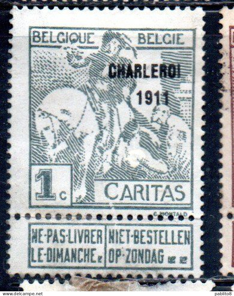 BELGIQUE BELGIE BELGIO BELGIUM 1911 CHARLEROY CHARITY CARITAS ST. MARTIN OF TOURS DIVIDING HIS CLOAK WITH A BEGGAR 1c MH - 1910-1911 Caritas