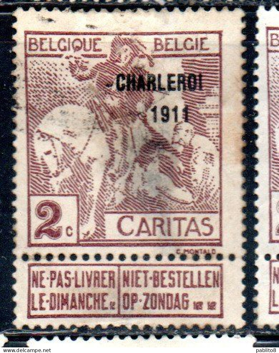 BELGIQUE BELGIE BELGIO BELGIUM OVERPRINTED 1911 CHARITY CARITAS ST. MARTIN OF TOURS DIVIDING HIS CLOAK 2c USED - 1910-1911 Caritas