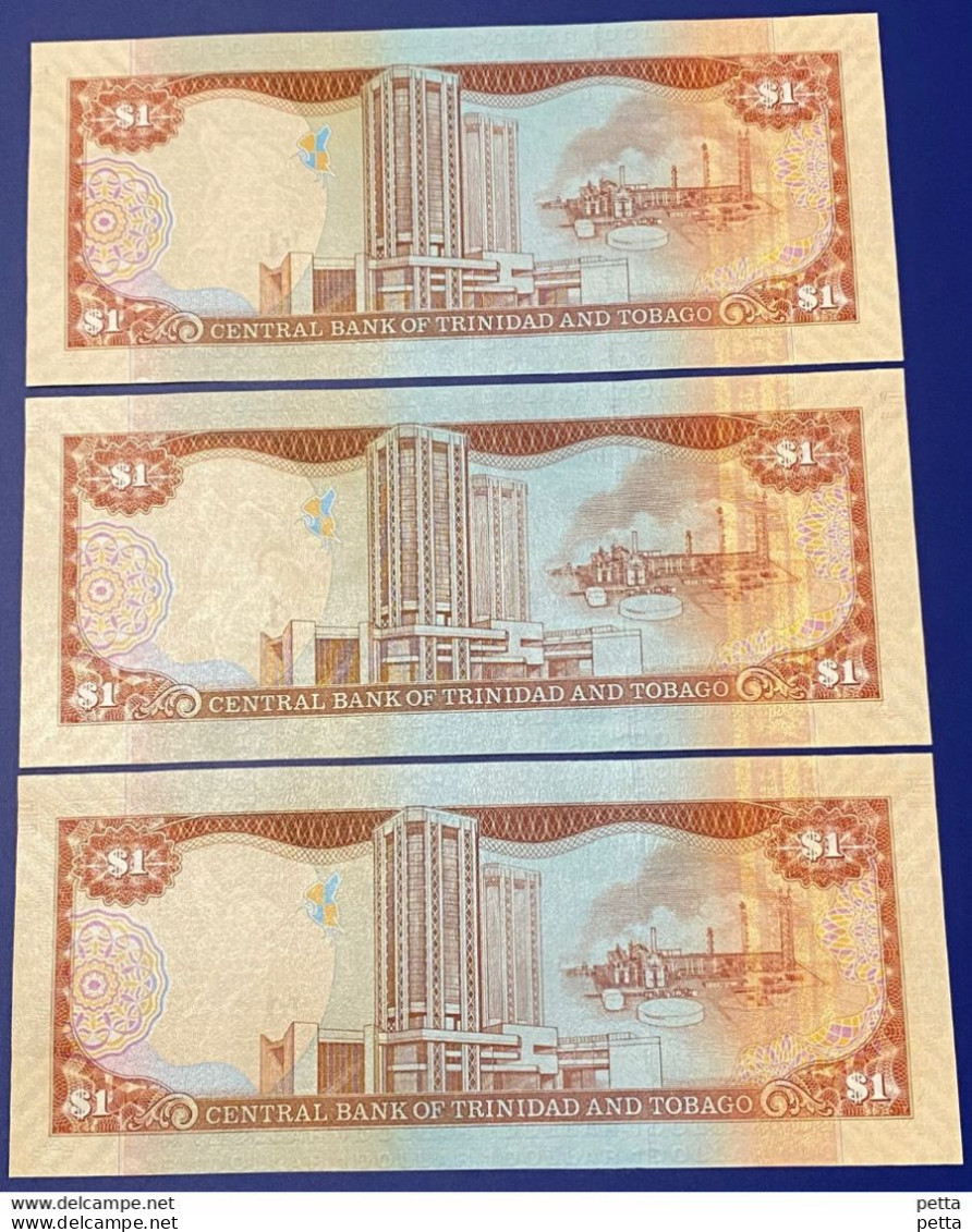 Lot De 3 Billets De 1$ Neuf UNC Numéros Qui Se Suivent …. Vendu En L’état - Trinidad & Tobago