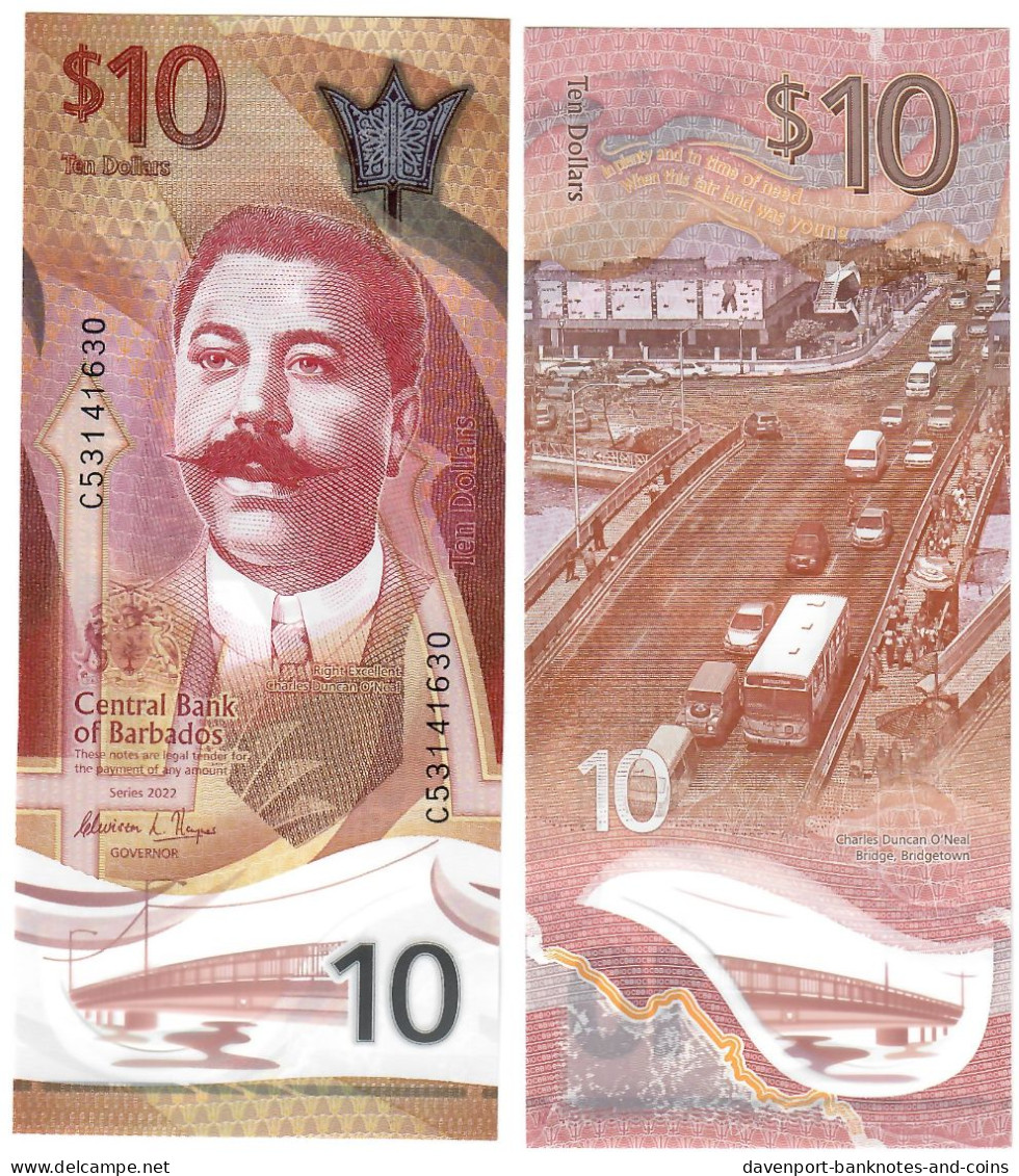 Barbados 10 Dollars 2022 (2023) UNC "Haynes" - Barbados (Barbuda)