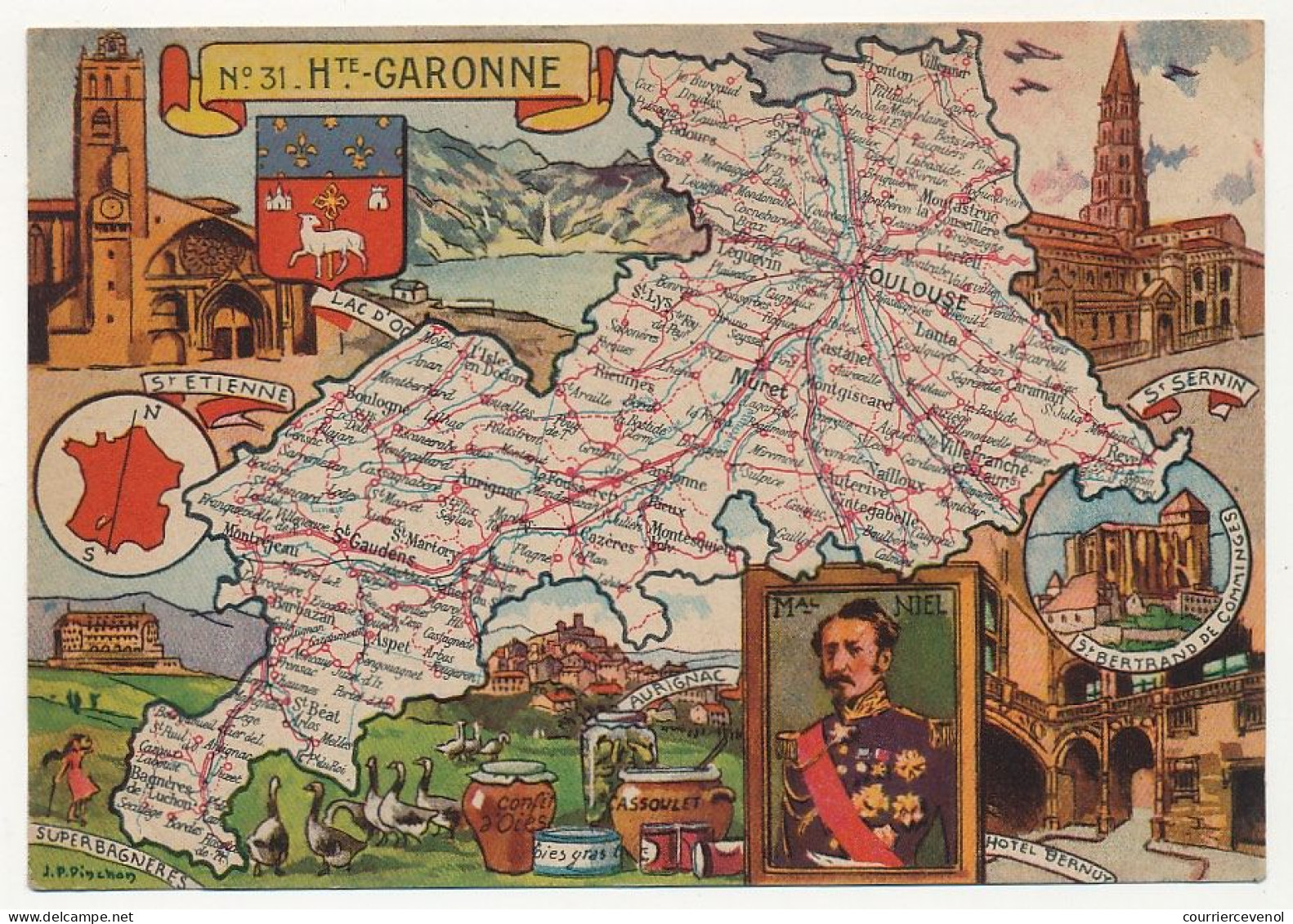 CPSM - HAUTE-GARONNE - Carte Du Département De Haute-Garonne - Blondel La Rougery édit. - 1945 - Autres & Non Classés