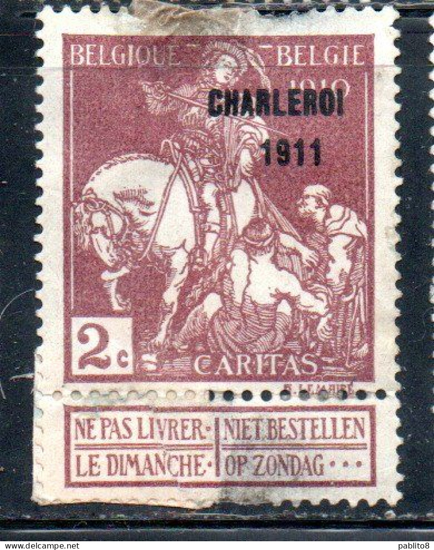 BELGIQUE BELGIE BELGIO BELGIUM OVERPRINTED 1911 CHARITY CARITAS ST. MARTIN OF TOURS DIVIDING HIS CLOAK 2c USED - 1910-1911 Caritas