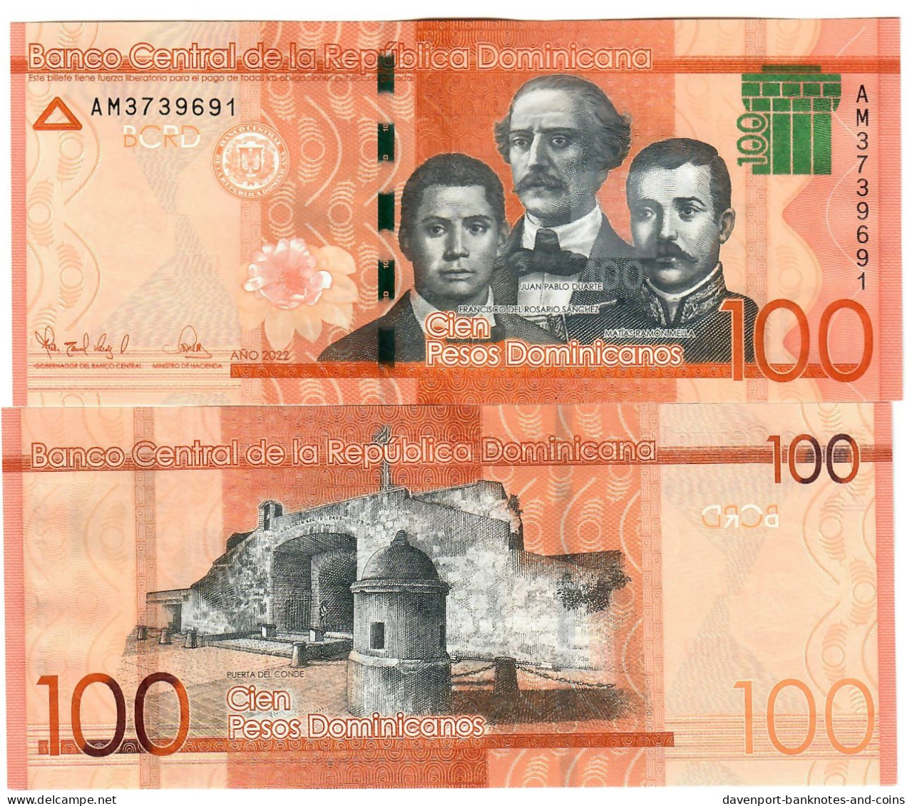 Dominican Republic 100 Pesos 2022 UNC - Dominicana
