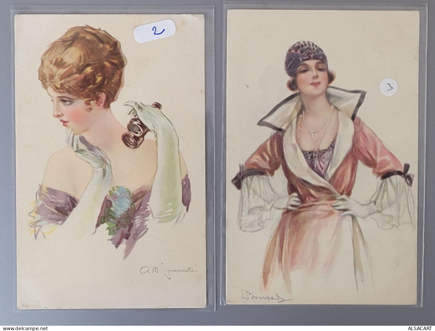 2 Cartes Fantaisie ,   Femmes élégantes , Illustrateur - Vrouwen