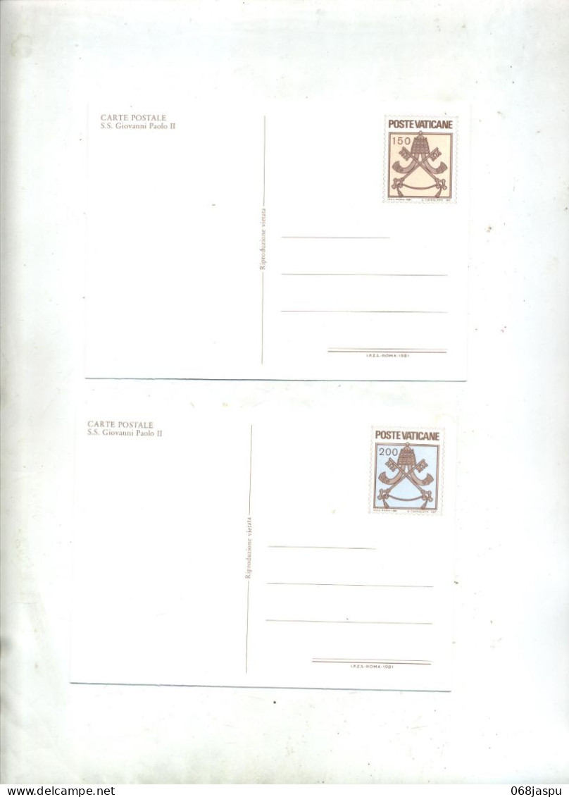 2 Carte Postale  Embleme Pape - Postal Stationeries