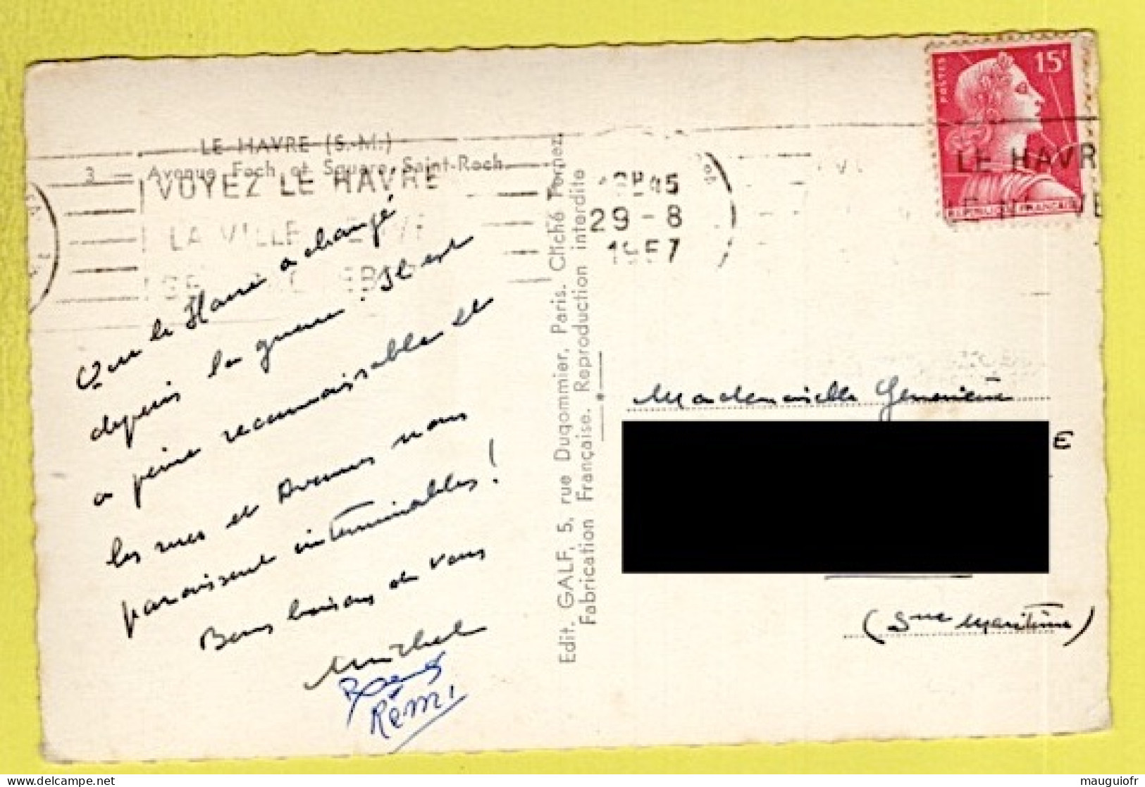 76 SEINE MARITIME / LE HAVRE / L'AVENUE FOCH ET LE SQUARE SAINT-ROCH / 1957 - Saint-Roch (Plein)
