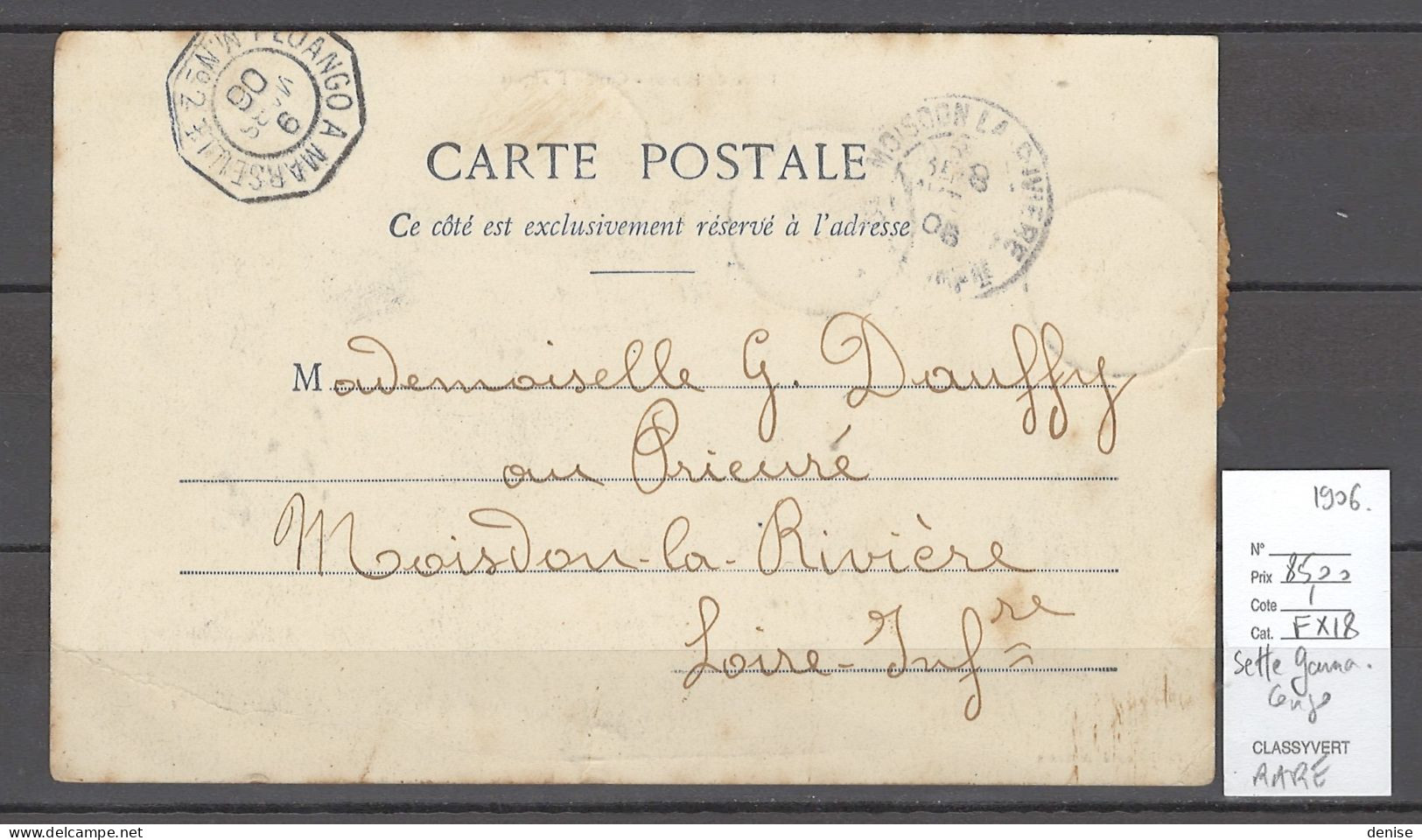 Congo Français - CP - Bureau De SETTE GAMA - 1906 - Briefe U. Dokumente