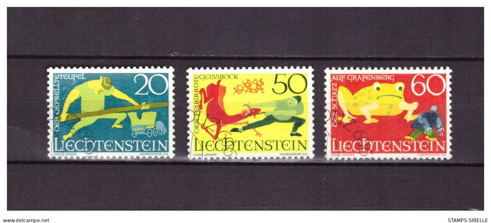 LIECHTENSTEIN   . N °  466  /  468 .  SERIE   LEGENDES       OBLITEREE    .  SUPERBE . - Oblitérés