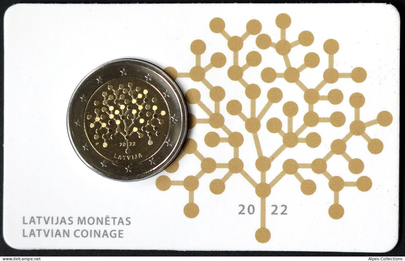 LE20022.3 - COINCARD LETTONIE - 2022 - 2 Euros Comm. Littérature Financière - Latvia