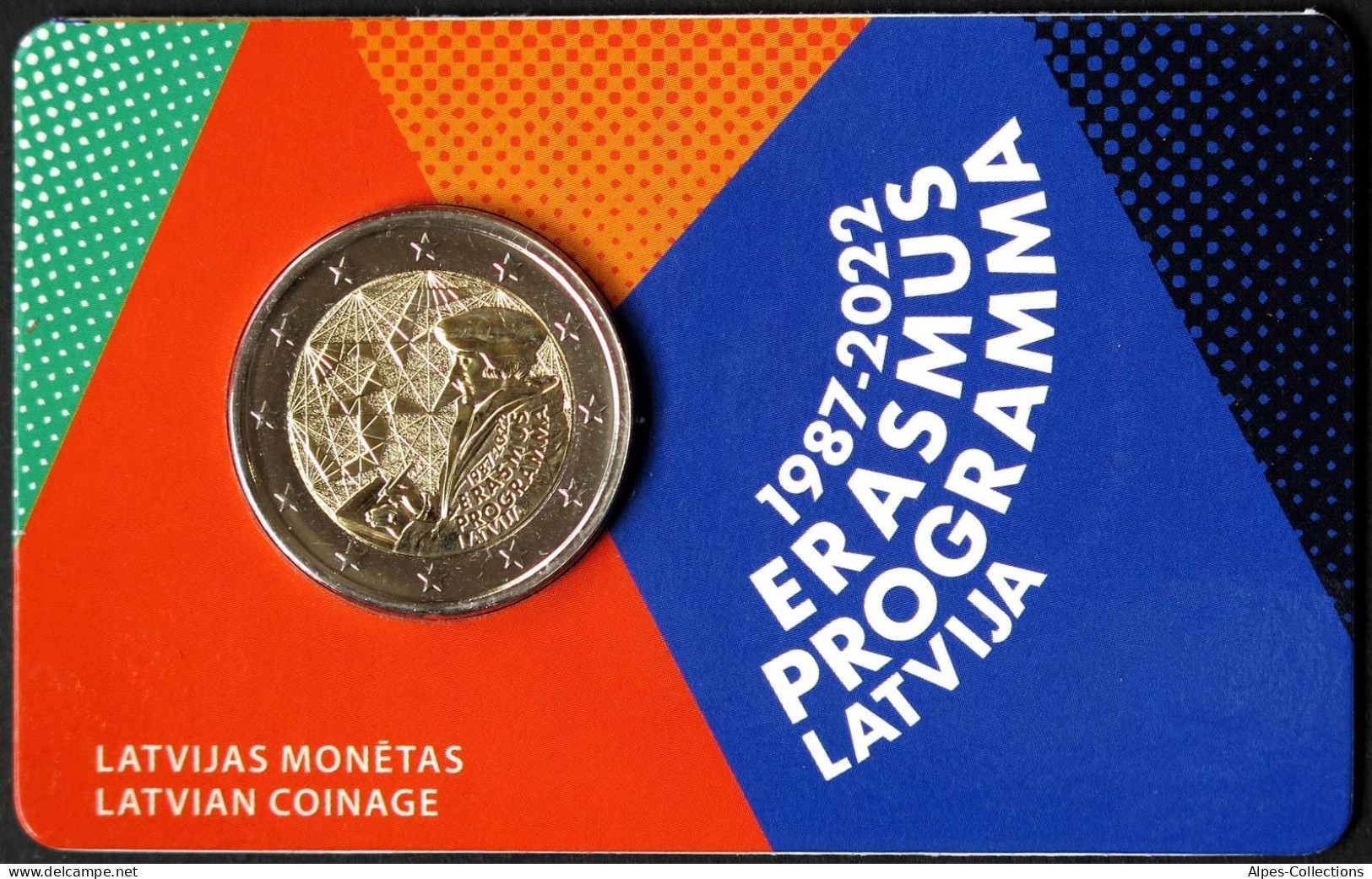 LE20022.4 - COINCARD LETTONIE - 2022 - 2 Euros Comm. 35ans Du Programme Erasmus - Lettonie