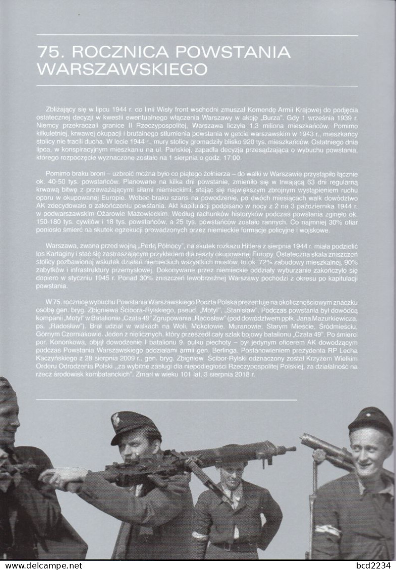 POLAND 2019 POST LIMITED EDITION FOLDER: 75TH ANNIVERSARY WW2 WARSAW UPRISING AGAINST NAZI GERMANY OCCUPATION JUDAICA MS - Lettres & Documents