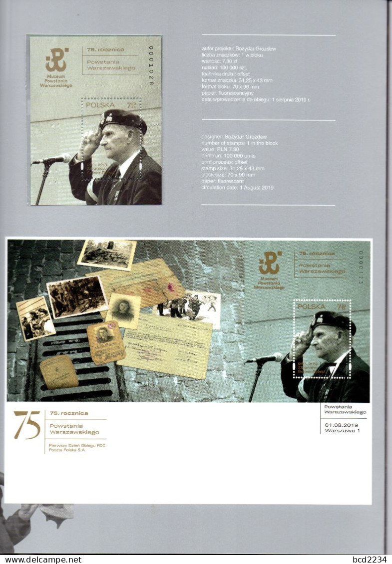 POLAND 2019 POST LIMITED EDITION FOLDER: 75TH ANNIVERSARY WW2 WARSAW UPRISING AGAINST NAZI GERMANY OCCUPATION JUDAICA MS - Lettres & Documents