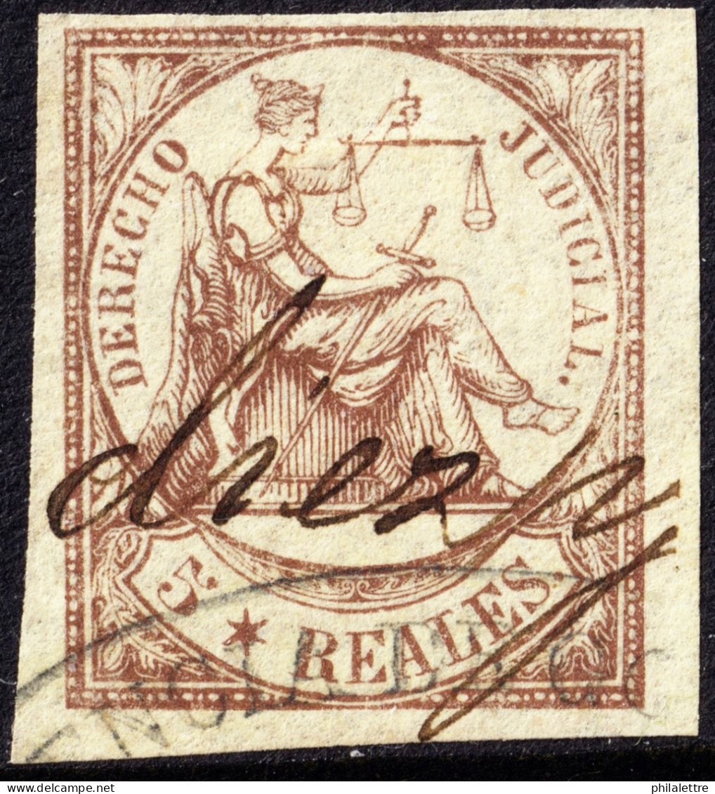 ESPAGNE / ESPANA - COLONIAS (serie Conjunta) 1865 Sello Fiscal "DERECHO JUDICIAL" 5R Castaño - Usado A Pluma - Cuba (1874-1898)