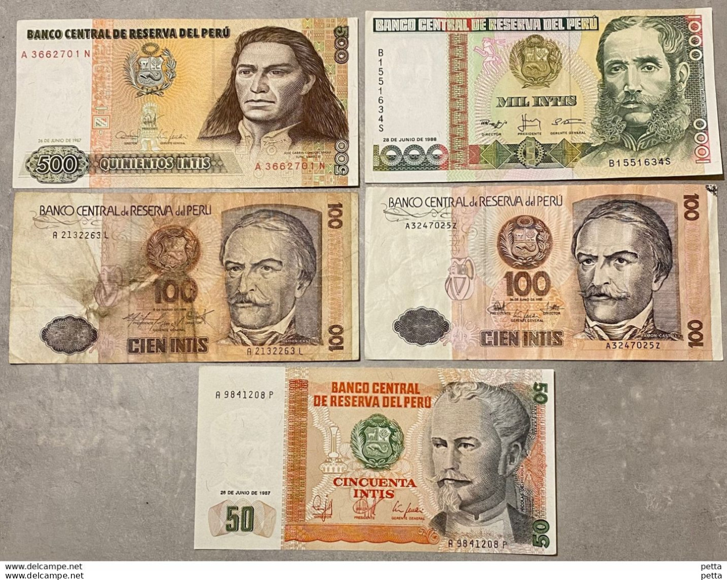 Lot De 5 Billets Différents Du Pérou….. Vendu En L’état - Pérou