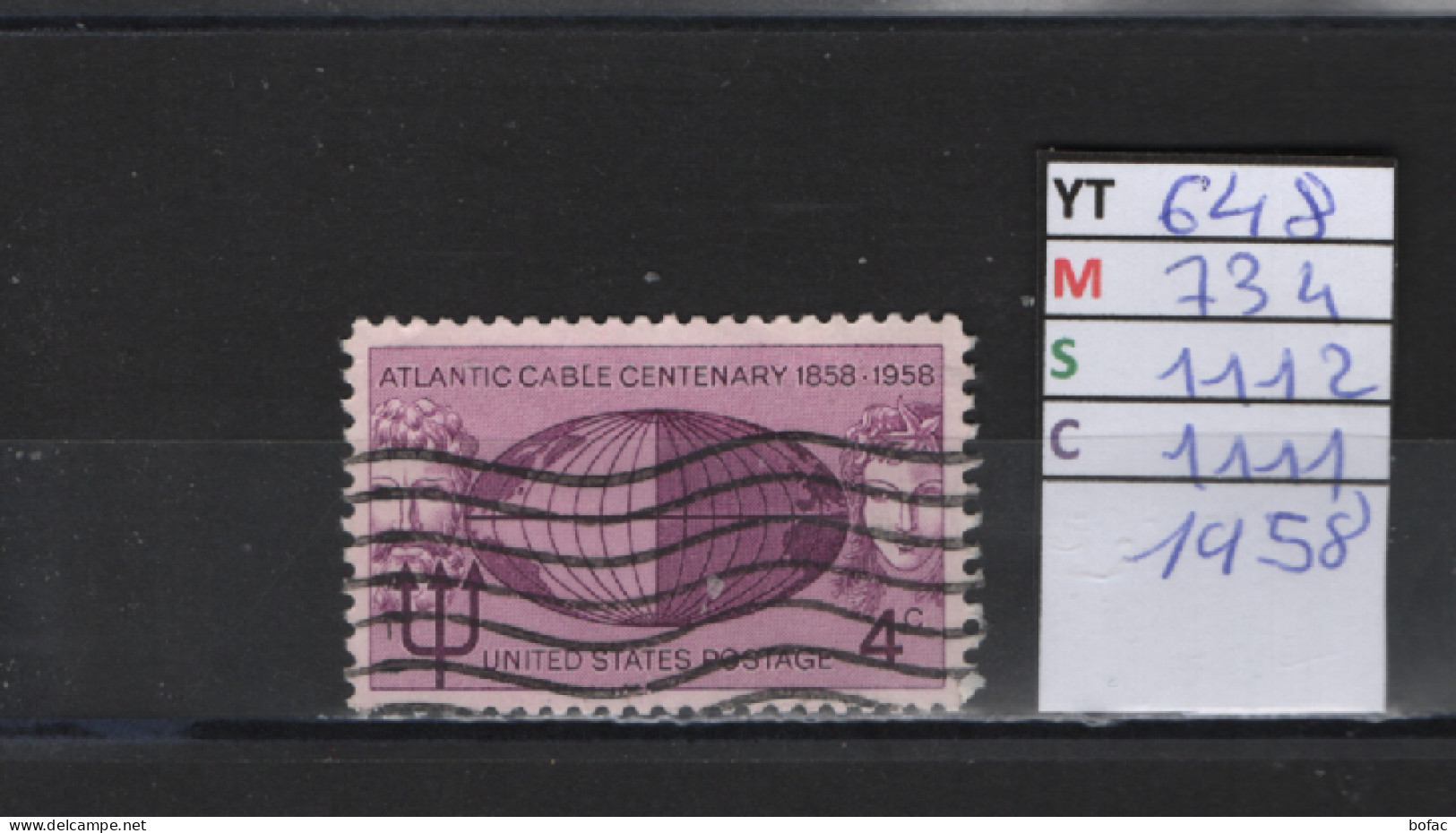 PRIX FIXE Obl 648 YT 734 MIC 1112 SCO 1111 GIB Neptune Globe Vierge De La Mer 1958  58A/07 - Usados