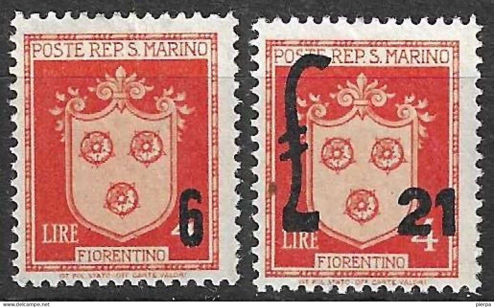 SAN MARINO - 1947 - STEMMA SOPRASTAMPATI-SERIE 2 VALORI - NUOVA MNH**(YVERT 288\9- MICHEL 376\7  - SS 310\1) - Neufs