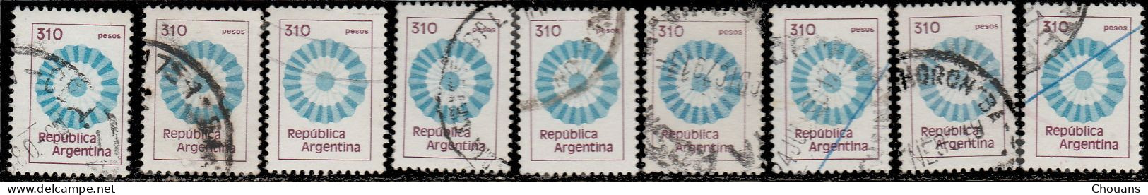 Argentine 1979. ~ YT 1191x8 + 1192x9 + 1193x6 + 1194x5 - Couleurs Nationales  (28 V) - Used Stamps