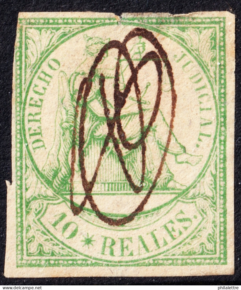 ESPAGNE / ESPANA - COLONIAS (serie Conjunta) 1865 Sello Fiscal "DERECHO JUDICIAL" 10R Verde - Usado A Pluma - Defectos - Cuba (1874-1898)