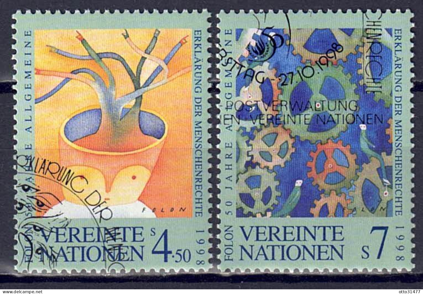 UNO Wien 1998 - Menschenrechte, Nr. 268 - 269, Gestempelt / Used - Used Stamps