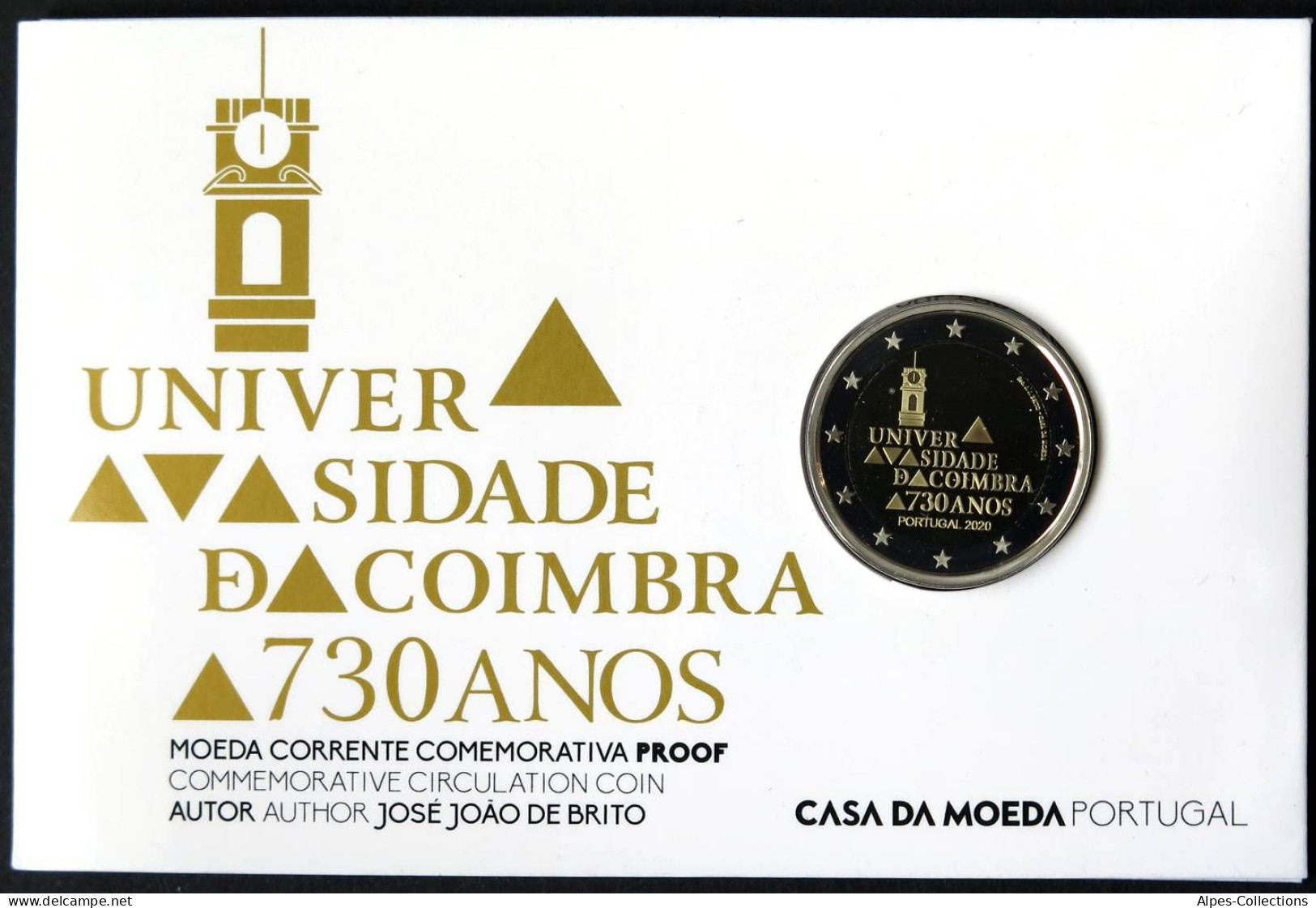 PO20020.5 - COINCARD PORTUGAL - 2020 - 2 Euros Comm 730ans Université Coimbra BE - Portogallo