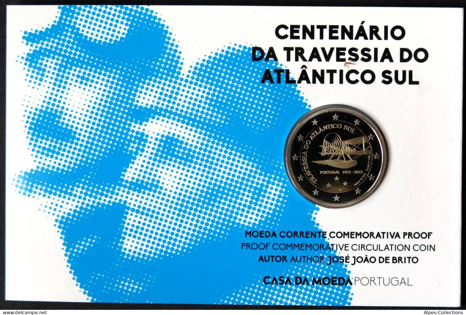 PO20022.5 - COINCARD PORTUGAL - 2022 - 2 Euros Comm. Traversée Atlant Avion - BE - Portugal