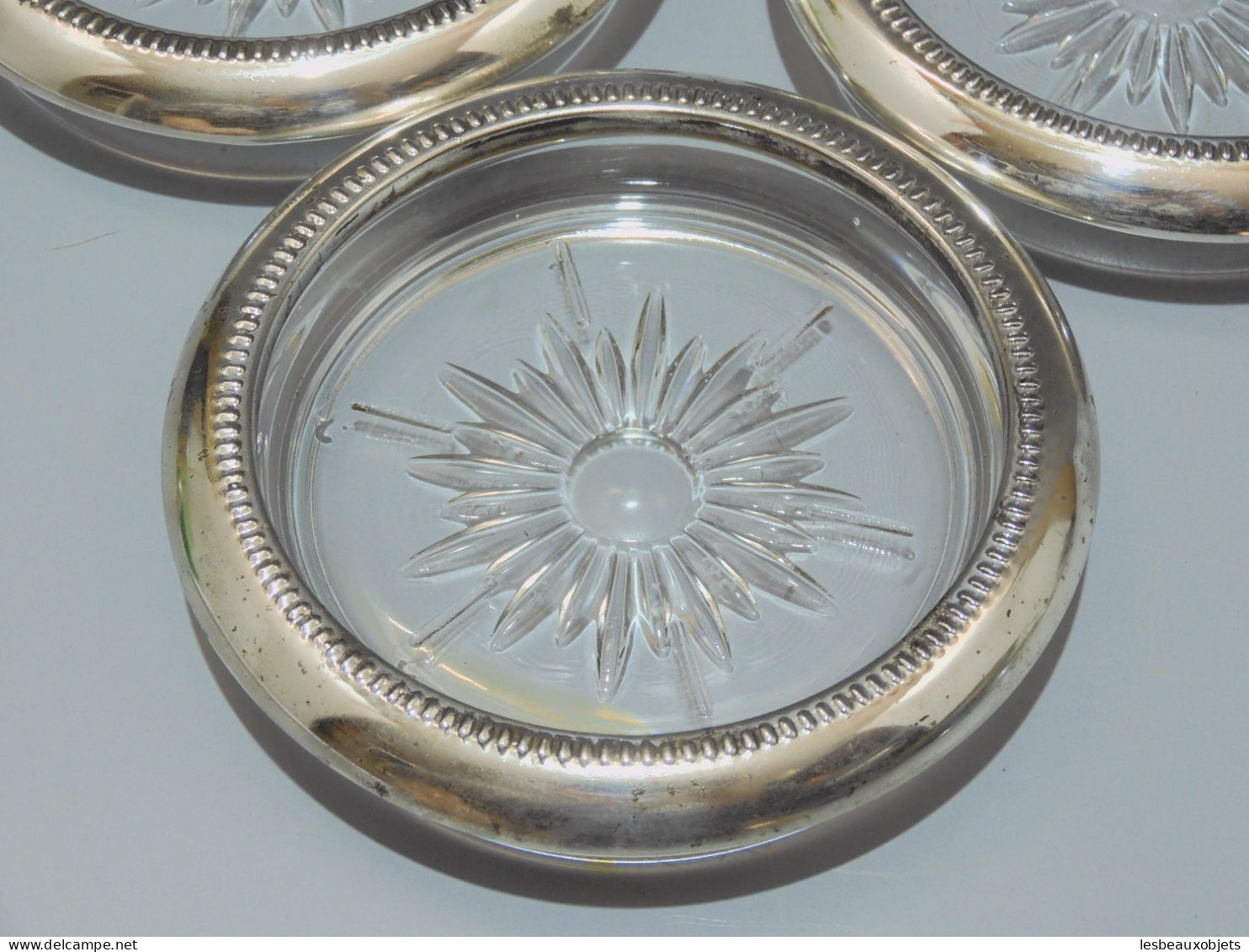 - 3 ANCIENNES COUPELLES CRISTAL/VERRE & Bords SILVER PLATED ITALY JUS GRENIER    E - Verre & Cristal