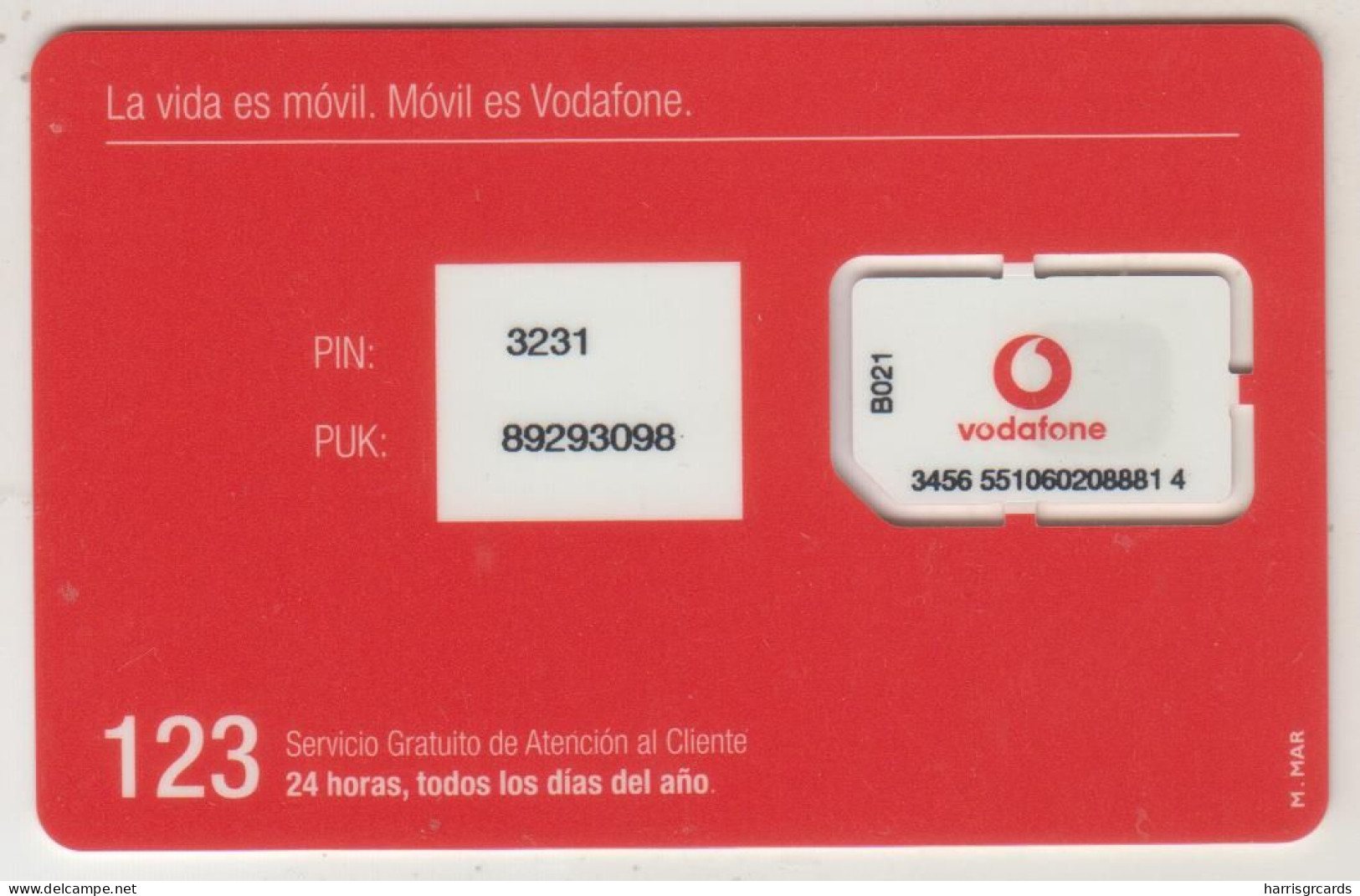 SPAIN - La Vida Es Móvil.Móvil Es Vodafone, VODAFONE 64k GSM Card, Mint - Vodafone