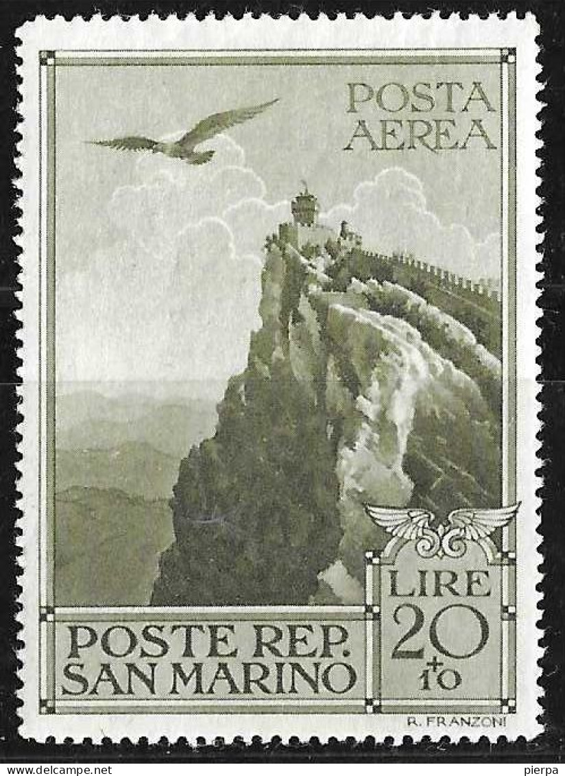 SAN MARINO -1944 -P. AEREA - MONTE TITANO - LIRE 20+L.10- NUOVO MNH**(YVERT AV 40- MICHEL 312 - SS A 48) - Airmail