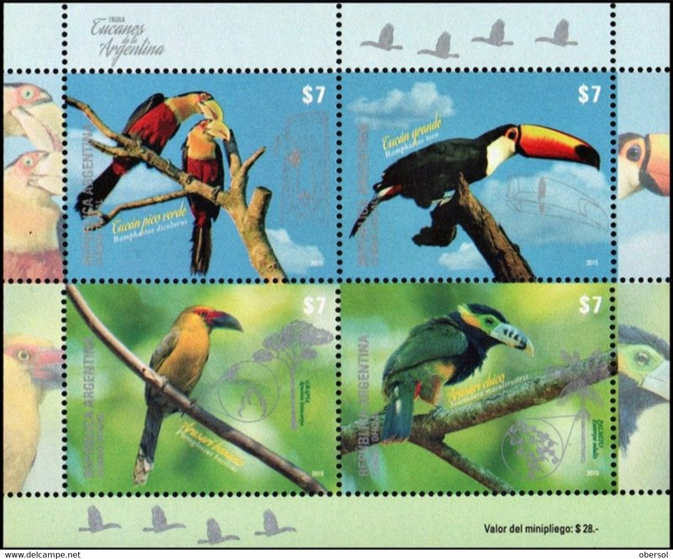 Argentina 2015 Fauna, Birds, Toucans, Animals  Souvenir Sheet MNH - Unused Stamps