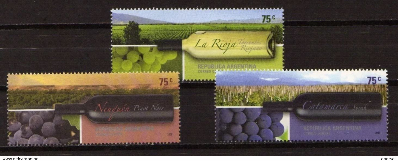 Argentina 2006 Wines Landscapes Complete Set Of 3 Values MNH - Unused Stamps