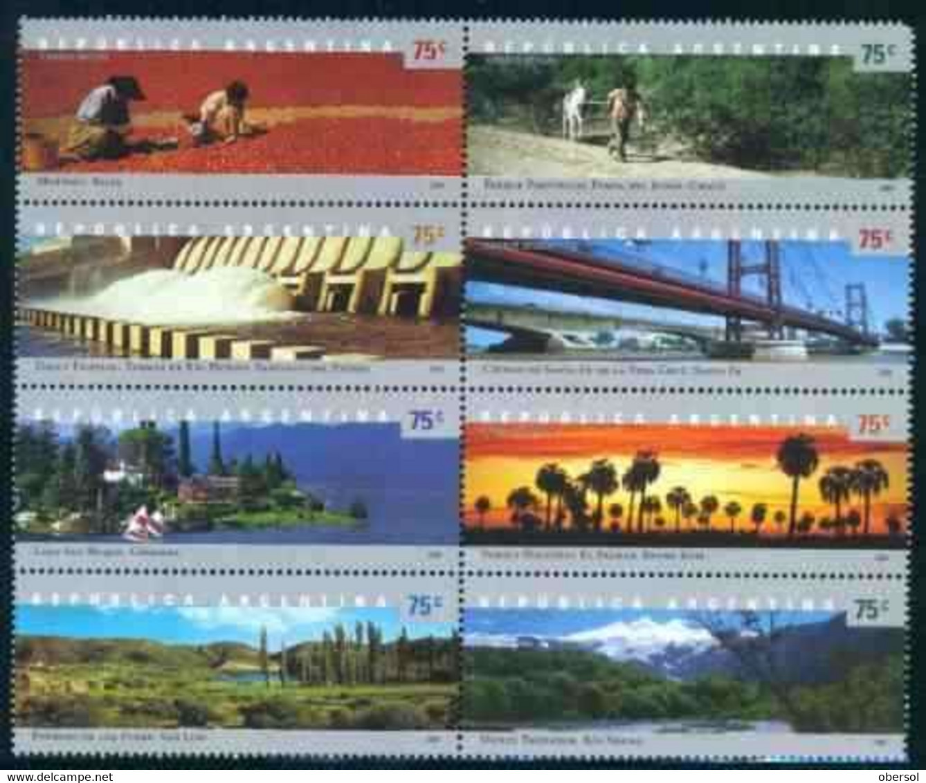 Argentina 2004 Landscapes Complete Set Of 8 Values MNH - Ungebraucht