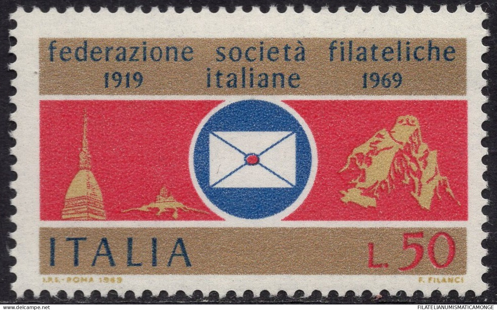 Italia / Italia 1969 Correo 1039 **/MNH Cincuentenario De La Federación Naciona - 1961-70: Neufs