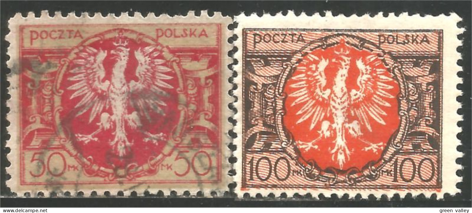 BL-76 Pologne 2 Stamps Blason Armoiries Coat Arms Wappen Stemma Aigle Eagle Adler Aquila - Francobolli