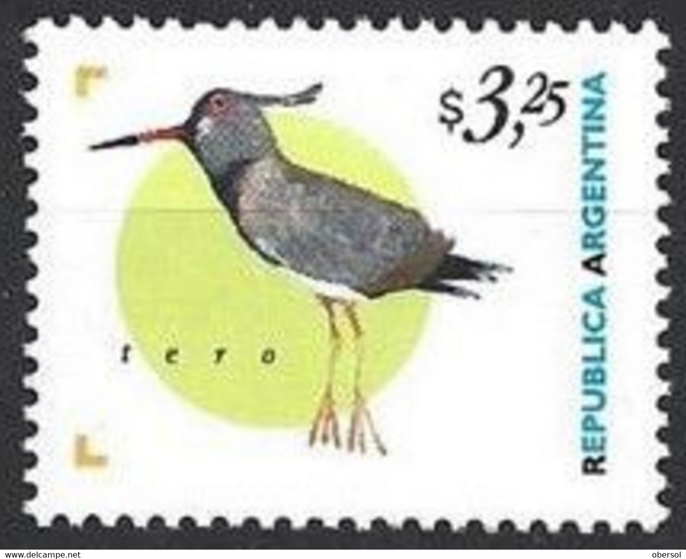 Argentina 1998 Permanent/Definitives Tero Bird Stamp White Gum MNH Stamp - Nuevos