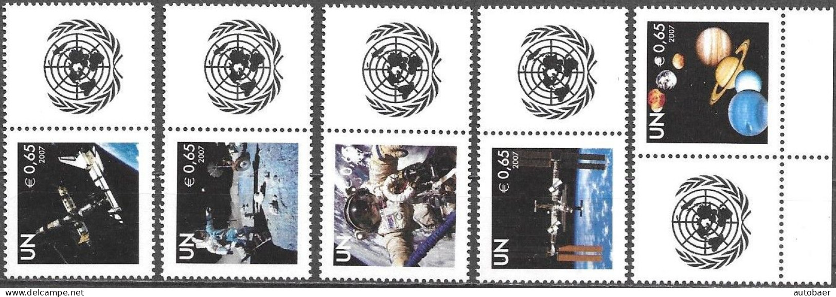 United Nations UNO UN Vereinte Nationen Vienna Wien 2007 International Space Week Mi. 513-17 MNH ** Neuf - Ongebruikt