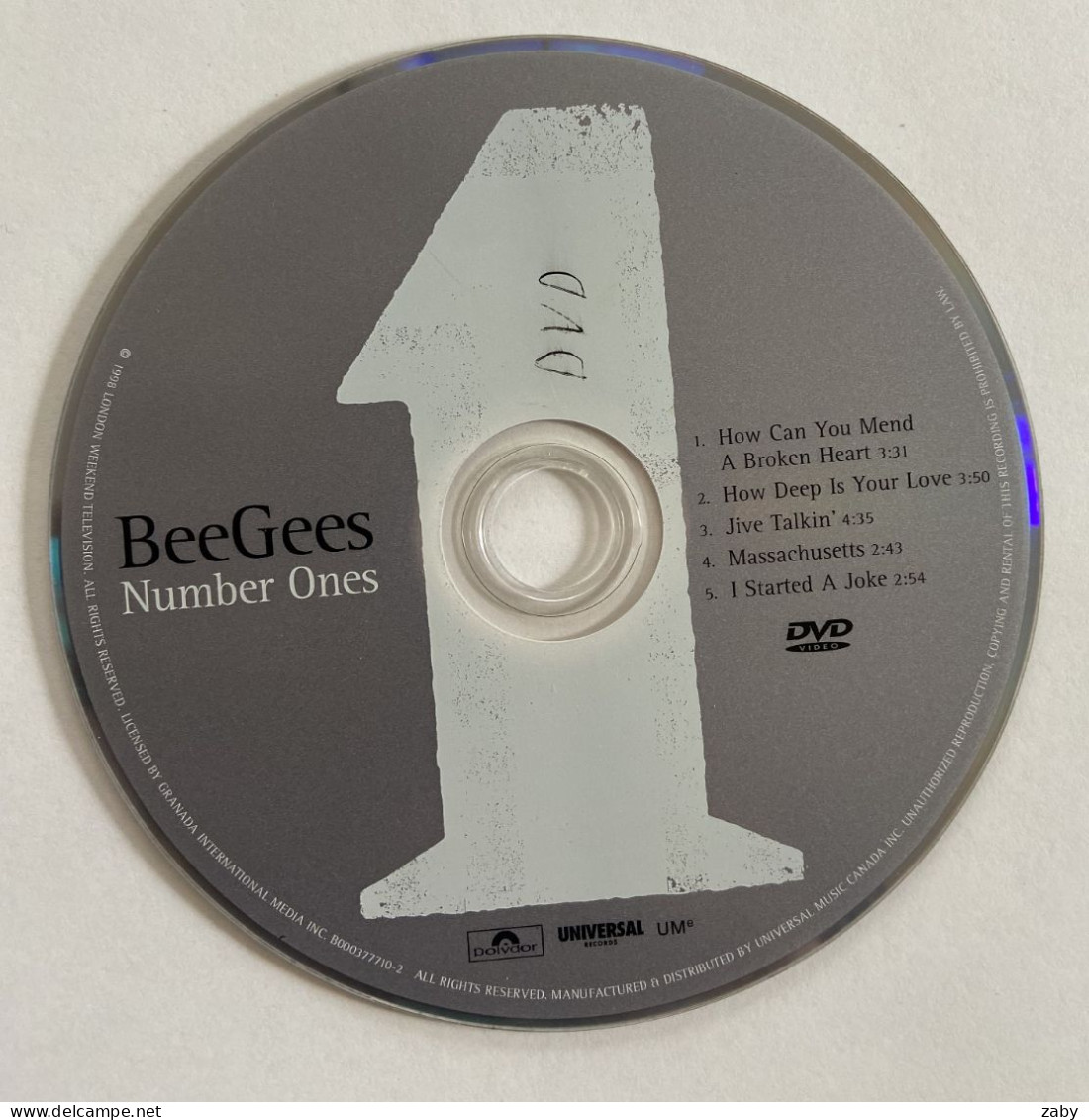 DVD Des Bee Gees -Number Ones - Music On DVD