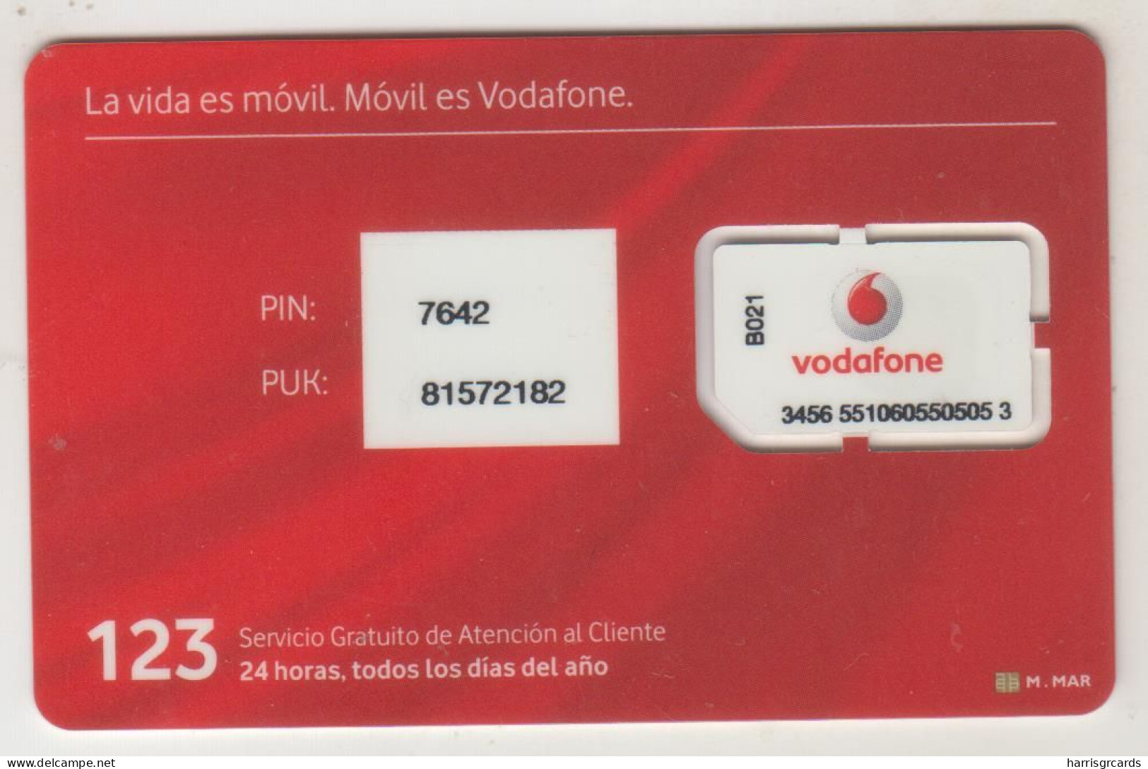 SPAIN - La Vida Es Móvil.Móvil Es Vodafone, VODAFONE 64k GSM Card, Mint - Vodafone