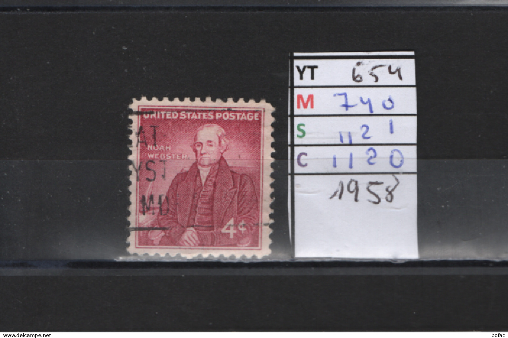 PRIX FIXE Obl  654 YT 740 MIC 1121 SCO 1120 GIB Noah Webster 1958  58A/07 - Used Stamps