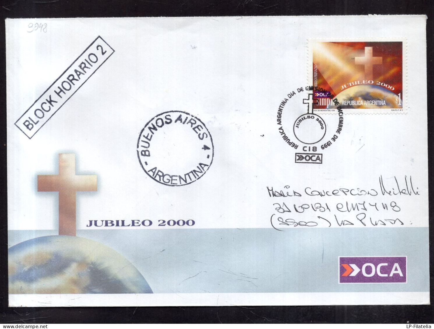 Argentina - 1999 - Private Post "OCA" - Circulated FDC - Jubileo 2000 - Briefe U. Dokumente