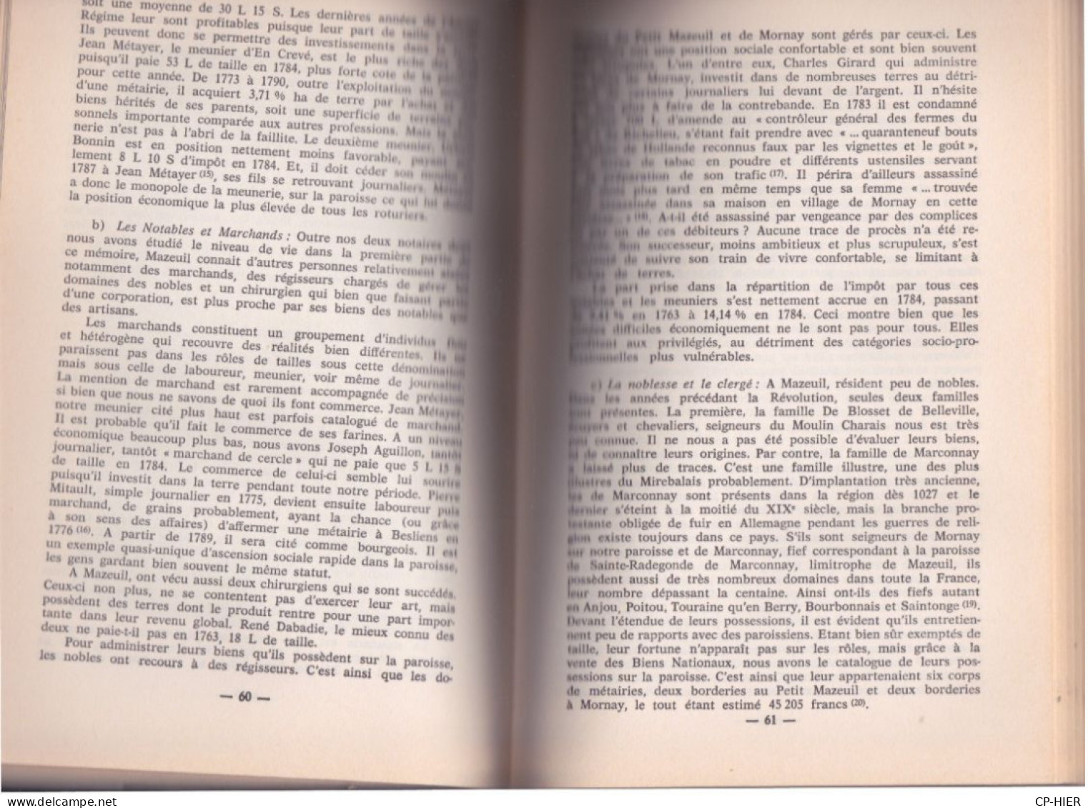 LIVRE - La vie en Poitou dans la seconde partie du XVIIIe Siecle - MAZEUIL paroisse DE MIREBEAU - Bernard Martin