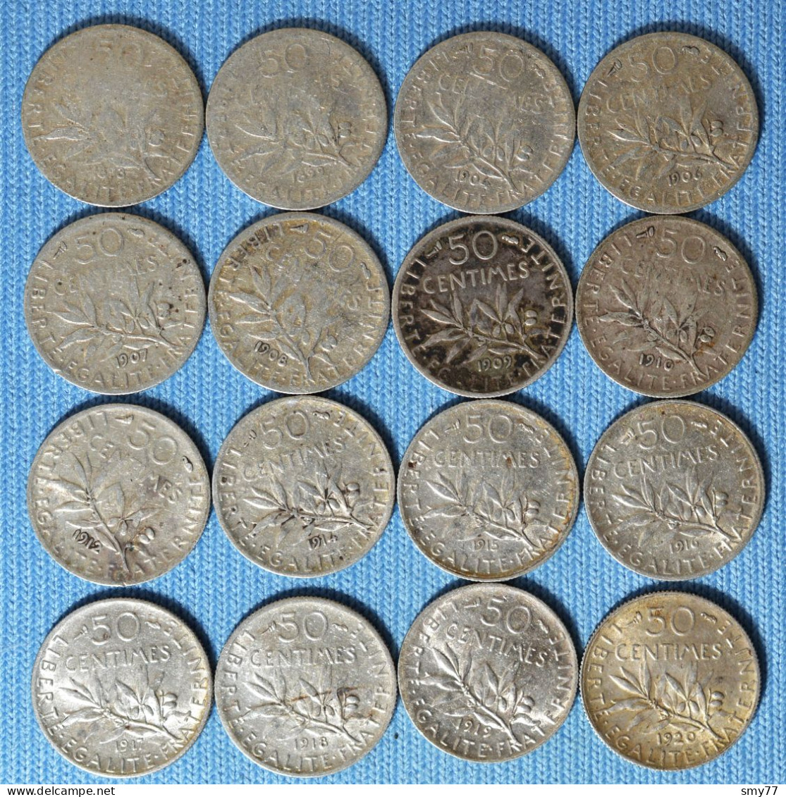 France • 50 Centimes Semeuse • 16x • All Different Coins / Pas De Doublons - Sammlungen