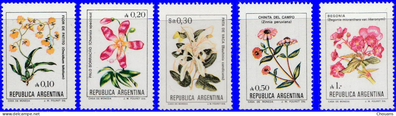 Argentine 1982. ~ YT 1353/57** - 5 Fleurs - Neufs