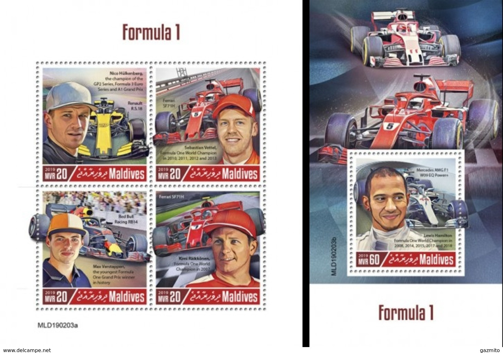 Maldives 2019, Sport, Formula 1, Ferrari, 4val In BF +BF - Maldivas (1965-...)