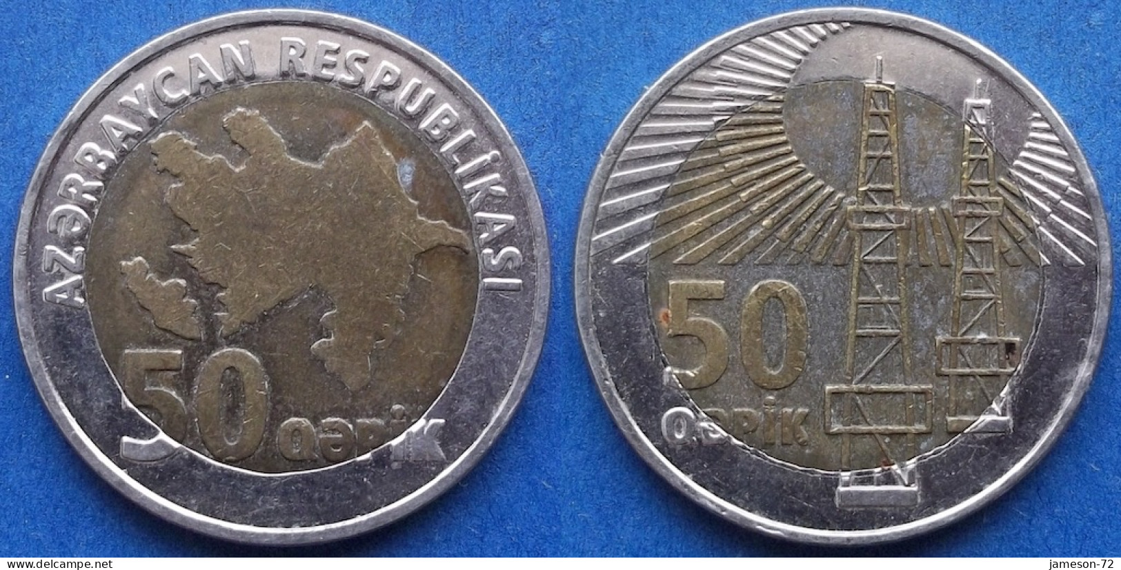 AZERBAIJAN - 50 Qapik ND (2006) "Oil Wells" KM# 44 Independent Republic (1991) - Edelweiss Coins - Azerbaiyán