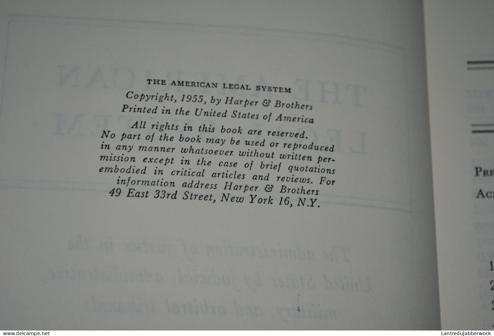 Mayers, Lewis THE AMERICAN LEGAL SYSTEM THE ADMINISTRATION OF JUSTICE IN THE UNITED STATES Dédicace 1961 Scarce Rare - 1950-Hoy