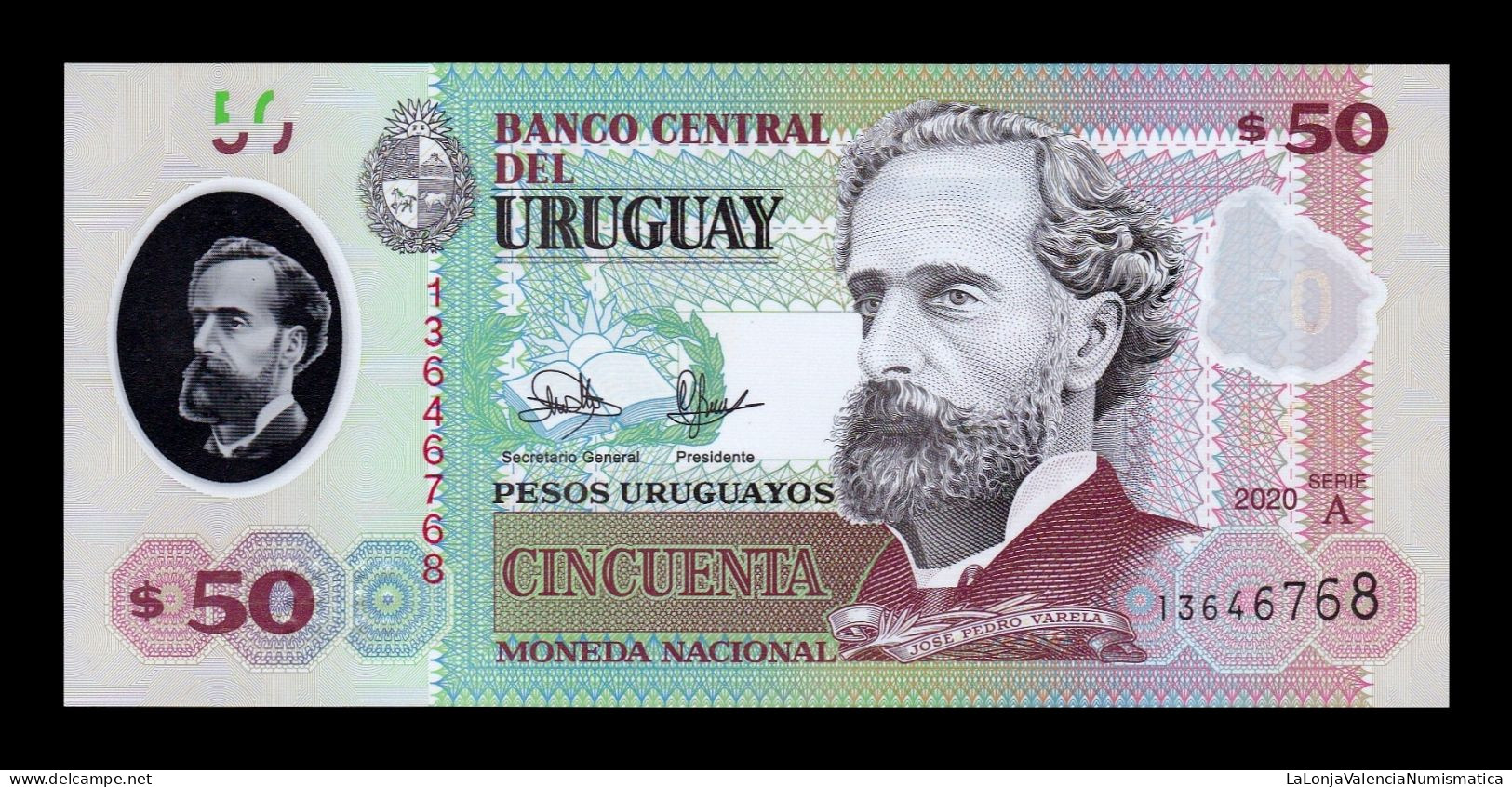 Uruguay 50 Pesos Uruguayos 2020 Pick 102a Serie A Polymer Sc Unc - Uruguay