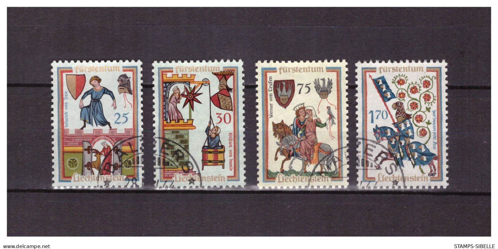 LIECHTENSTEIN   . N °  383 /  386  .  SERIE    LES  MINNESINGER  OBLITEREE  .  SUPERBE . - Gebruikt