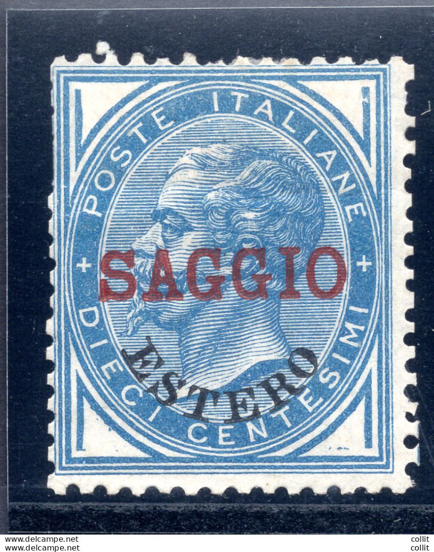 Levante Italiano-Vitt.Emanuele II Cent.10 Azzurro Soprastampa A Mano Saggio - Emissions Locales/autonomes