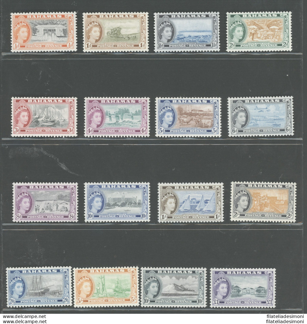 1954-63 BAHAMAS, Stanley Gibbons N. 201-16 - Serie Di 16 Valori, MNH** - Other & Unclassified