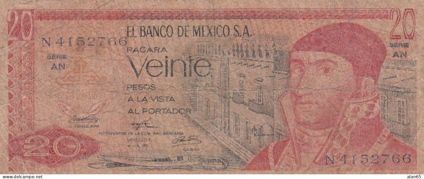 Mexico Lot Of 2 Banknotes, #64b 1973 20 Pesos And #122g 2012 20 Pesos - Mexique